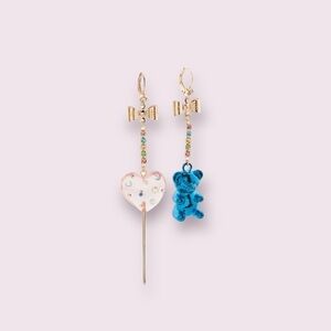 Betsey Johnson Sugar Rush Blue Gummy Bear Mismatched Drop Earrings